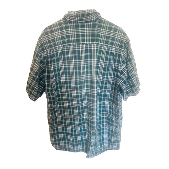 Carhartt Green Plaid Button-Up Short Sleeve Shirt XL 100% Cotton Western Casual - Picture 2 of 7